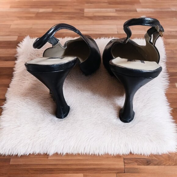 Unlisted Black Leather Slingback French Bell Heels Size 9 - Picture 4 of 11